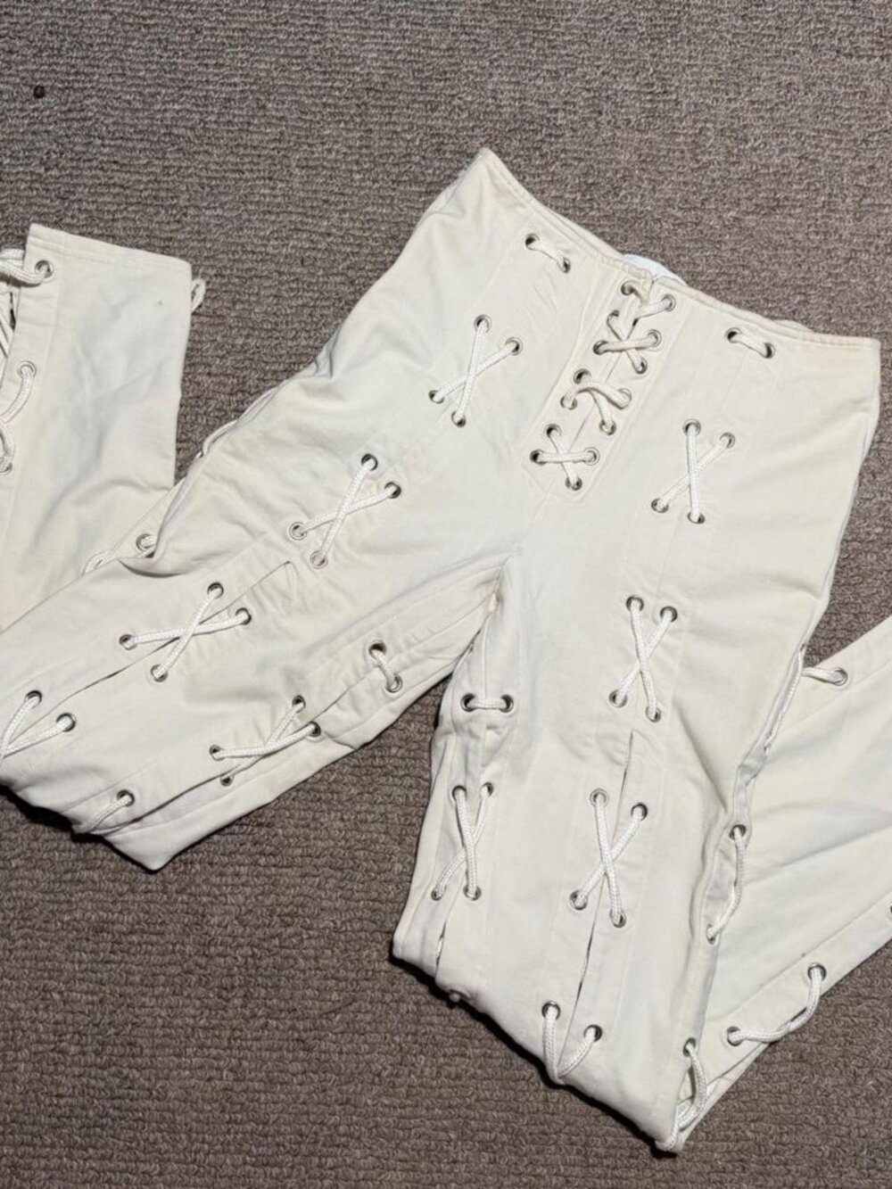 Y2K White lace-up baggy pants